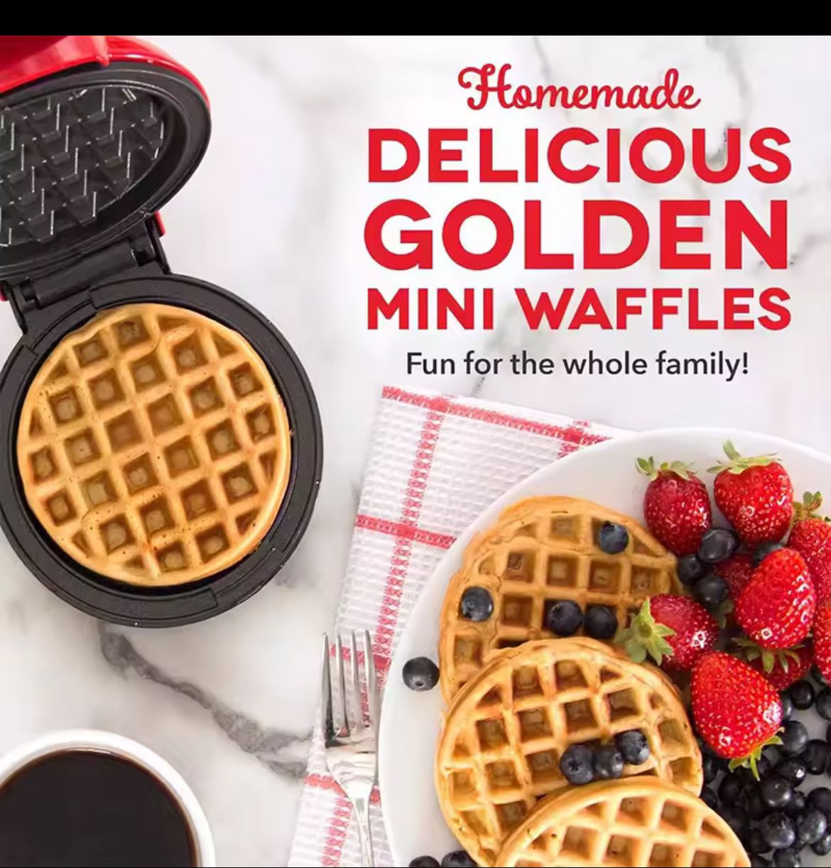 Mini Waflera Electrica Roja