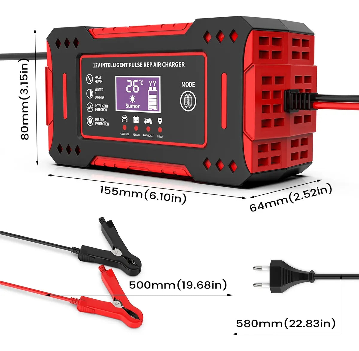 Cargador de Batería 12V con Pantalla LCD