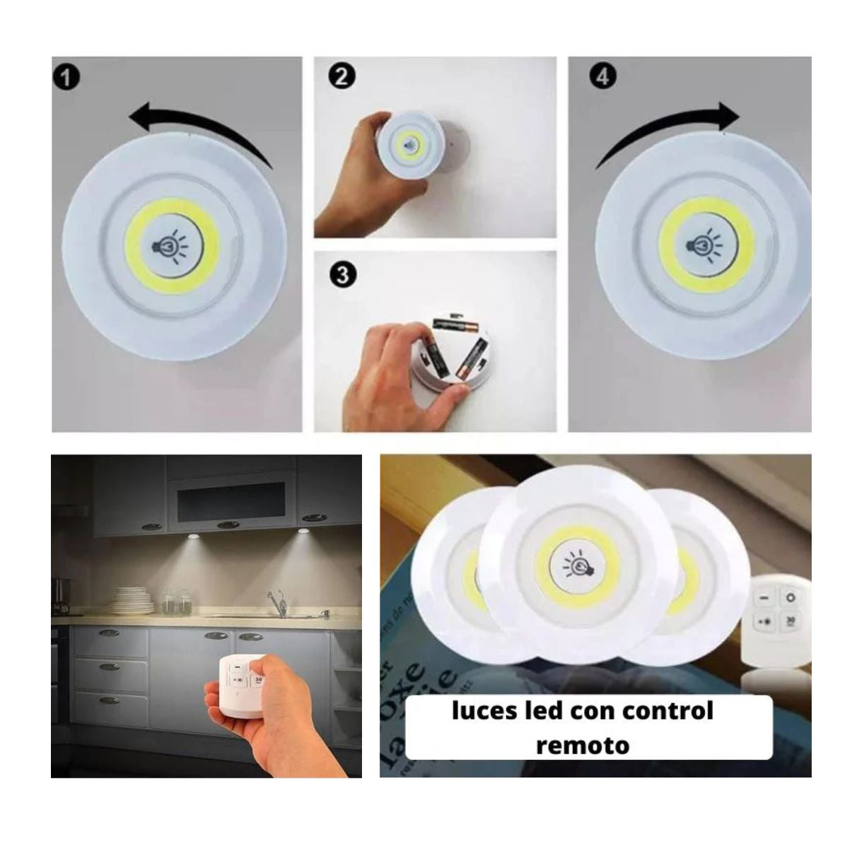 Lampara Luz Led set por 3 con Control