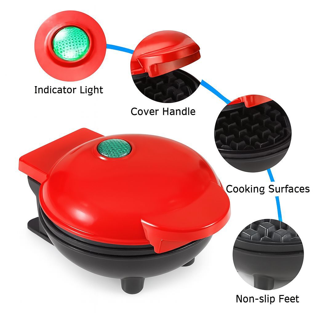 Mini Waflera Electrica Roja