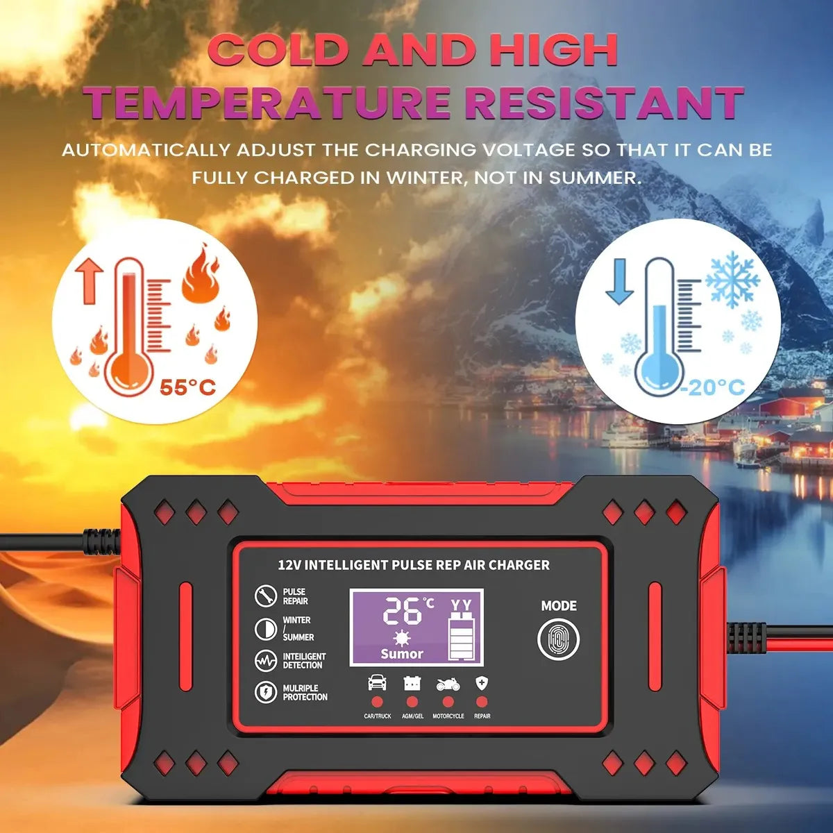 Cargador de Batería 12V con Pantalla LCD